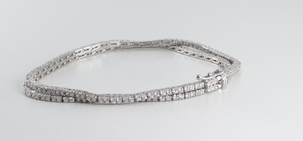 2 Row Round Tennis Diamond Bracelet In 18K Yellow Gold