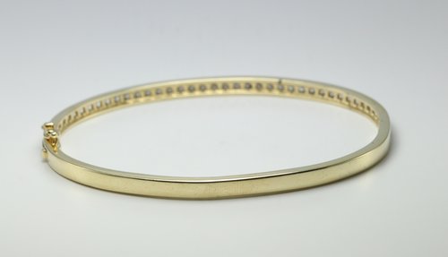 Bracelet à Charnière En Or Jaune 18K Avec Diamants 1/2 Carat - Brillants Ronds, Taille Unique, Neuf