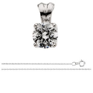 Round Diamond Solitaire Pendant Necklace 14K White Gold ( 1.26 Ct, I Color, I2(K.M) Clarity)