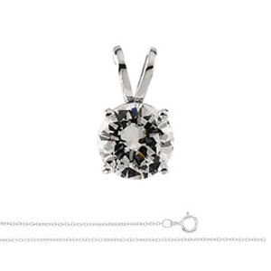 Round Diamond Solitaire Pendant Necklace 18K White Gold ( 1 Ct, D-E Color, Si Clarity)