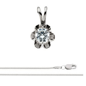 Round Diamond Solitaire Pendant Necklace 14K White Gold ( 1 Ct, D-E Color, Si Clarity)