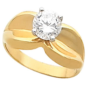 Round Diamond Solitaire Engagement Ring 14K Yellow Gold 1 Ct, (F-G Color, Vs Clarity)