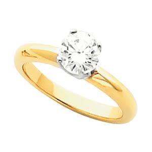 Round Diamond Solitaire Engagement Ring 14K Two Tone Gold 1 Ct, (F-G Color, Vs Clarity)