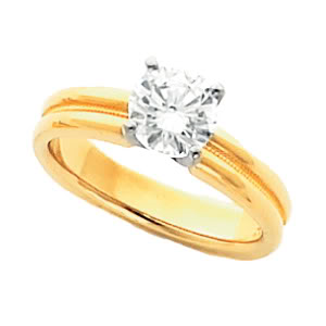 Round Diamond Solitaire Engagement Ring 14K Two Tone Gold 1 Ct, (F-G Color, Vs Clarity)