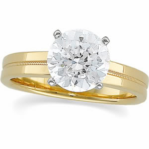 Round Diamond Solitaire Engagement Ring 14K Two Tone Gold 1 Ct, (F-G Color, Vs Clarity)