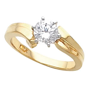 Round Diamond Solitaire Engagement Ring 14K Yellow Gold 1 Ct, (I-J Color, Vs Clarity)