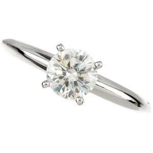 Round Diamond Solitaire Engagement Ring 14K White Gold 1 Ct, (I-J Color, Vs Clarity)