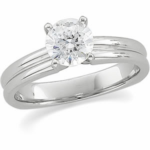 Round Diamond Solitaire Engagement Ring 14K White Gold 1 Ct, (D-E Color, Si Clarity)