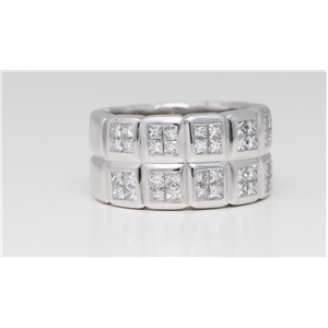 18K White Gold Princess Diamond Set Classic Double Eternity Band (1.31 Ct G Vs Clarity)