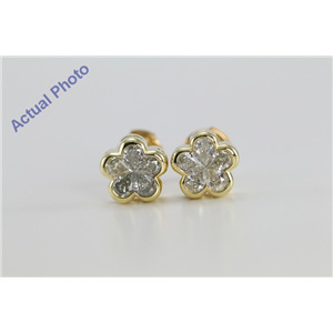 18K Yellow Gold Invisible Setting Pear Cut Diamond Flower Earrings (0.73 Ct, M-N Color, Vs Clarity)