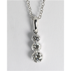 18K White Gold Three Stone Round Cut Diamond Invisible Setting Pendant (0.52 Ct, G Color, Vs Clarity)