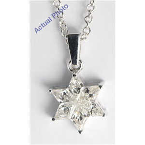 18k White Gold Invisible Setting Kite Cut Star of David Diamond Pendant (0.57 Ct, I Color, SI1 Clarity)