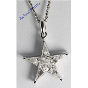 18k White Gold Kite Cut Invisible Setting Diamond Star Pendant (1.15 Ct, H Color, SI3 Clarity)