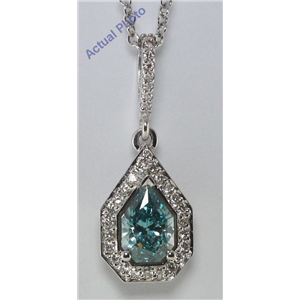 18K White Gold Round & Pear Cut Pendant (Blue & White Diamonds, Vs Clarity) 