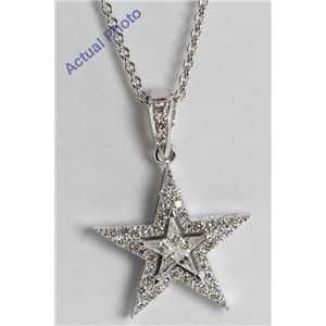 18K White Gold Kite Cut Diamond Invisible Setting Star & Pave Pendant (0.35 Ct, G Color, Vs Clarity)