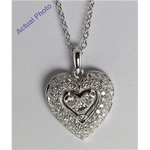 18K White Gold Invisible Setting Princess And Round Cut Diamond Heart Pendant (1 Ct, G Color, Si3 Clarity)