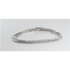 18k White Gold Two Row Round Cut Diamond Tennis Bracelet (2.8 Ct, G Color, VS1 Clarity)