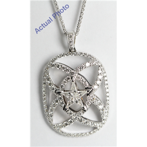 18K White Gold Kite Cut Diamond Invisible Setting Star & Pave Pendant (1.29 Ct, G Color, Vs Clarity)