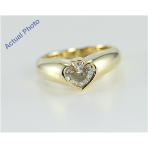 18K Yellow Gold Spade Bezel Solitaire Diamond Engagement Ring (0.78 Ct, H Color, Si1 Clarity)