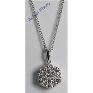 18K White Gold Invisible Setting Round Cut Diamond Hexagon Flower Pendant (1.1 Ct, G Color, Vs1 Clarity)