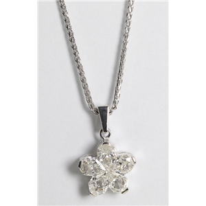 18K White Gold Invisible Setting Pear Cut Diamond Flower Pendant (1.12 Ct, G Color, Si Clarity)