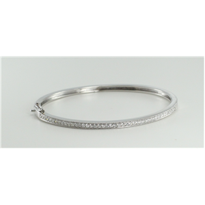 18k White Gold Round Cut Diamond Bangle Bracelet (0.75 Ct, G Color, VS1 Clarity)