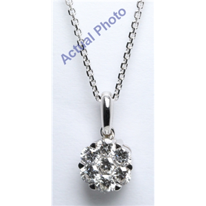 18K White Gold Round Cut Invisible Setting Diamond Pendant (0.52 Ct, G Color, Vs Clarity)