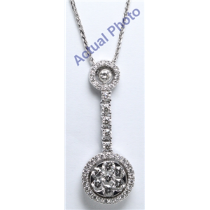 18K White Gold Round Cut Invisible Setting Diamond Pendant (1.42 Ct, G Color, Vs Clarity)