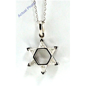 18K White Gold Triangle Cut Invisible Setting Diamond Star Of David Pendant (0.53 Ct, H Color, Si1 Clarity)