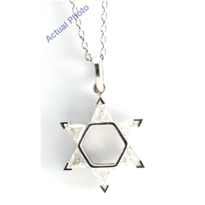 18K White Gold Triangle Cut Invisible Setting Diamond Star Of David Pendant (0.72 Ct, H Color, Si1 Clarity)