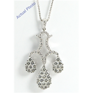 18K White Gold Round Cut Diamond Invisible Setting 3 Pear Shapes Pendant (2.45 Ct, G Color, Vs Clarity)