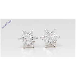 18K White Gold Marquise Diamond Multi-Stone Invisibly Set Flower Shape Earrings (1.16 Ct G Vs-Si1 Clarity)