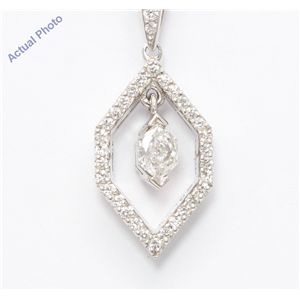 18K White Marquise Diamond Multi-Stone Vintage Prongs Setting & Round Pendant (0.4 Ct G Vs2-Si1 Clarity)