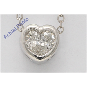 18K White Gold Pear Diamond Two-Stone Vintage Framed Heart Shape Pendant (0.4 Ct G Si2 Clarity)