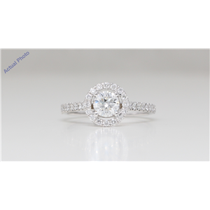 14K White Gold Round Diamond Halo Prong Set Multi-Stone Shank Set Engagement Ring (1.11 Ct G Si2 Clarity)