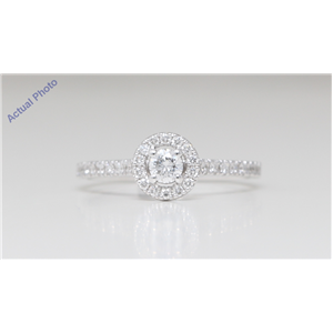 14K White Gold Round Diamond Halo Prong Set Multi-Stone Shank Set Engagement Ring (0.36 Ct G Si2 Clarity)