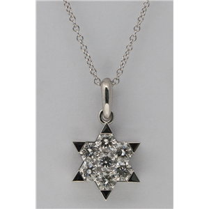 18K White Gold Round Cut Invisible Setting Seven Stone Diamond Star Of David (0.85 Ct,G Color,Si1 Clarity)