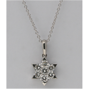 18K White Gold Round Cut Invisible Setting Seven Stone Diamond Star Of David (0.6 Ct,G Color,Si1 Clarity)