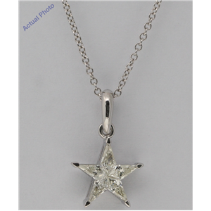 18K White Gold Kite Cut Invisible Setting Star Diamond Pendant (0.31 Ct,I Color,Vs Clarity)