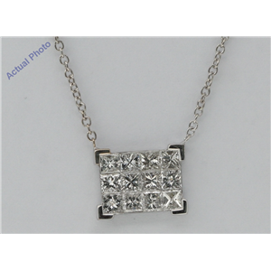 18K White Gold Princess Setting Square Invisible Tile Diamond Pendant (1.25 Ct,G Color,Vs Clarity)