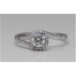 14K White Gold Round Cut Styled Halo Diamond Engagemnt Ring (0.81 Ct,I Color,Vs2 Clarity)