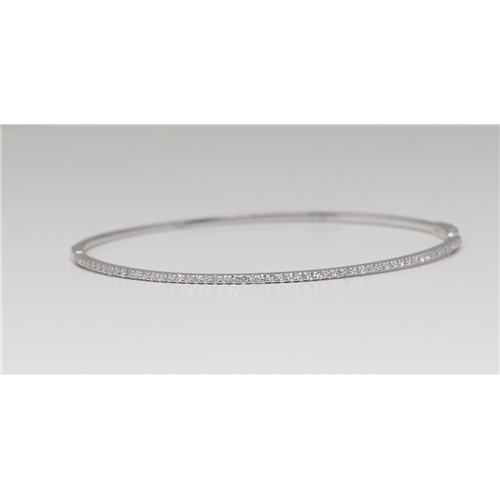 14K White Gold Round Cut Classic Diamond Bangle (0.61 Ct,H Color,Vs Clarity)