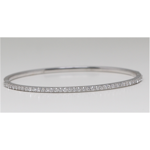 14K White Gold Round Cut Classic Diamond Bangle (1.5 Ct,H Color,Vs Clarity)