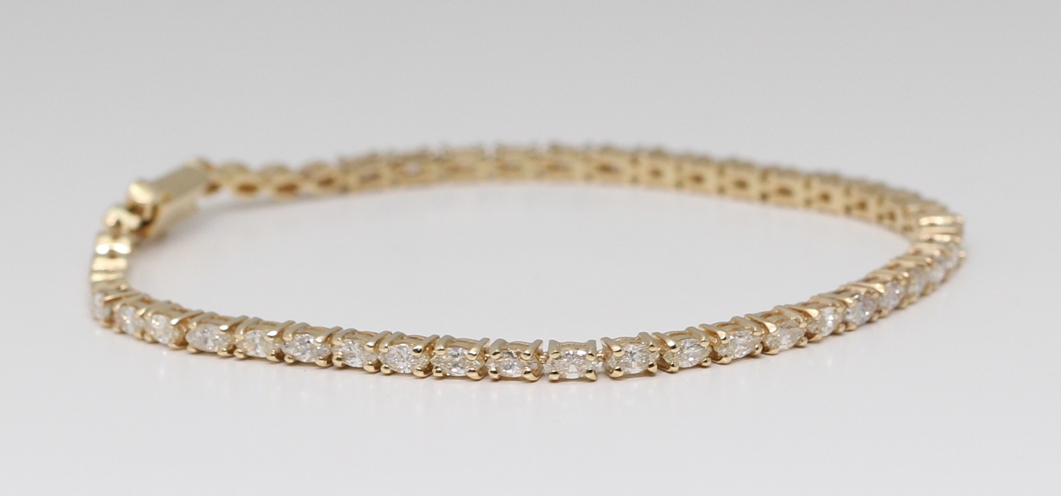 18K White and Yellow Gold and Diamond Bangle Bracelet - BR-2677