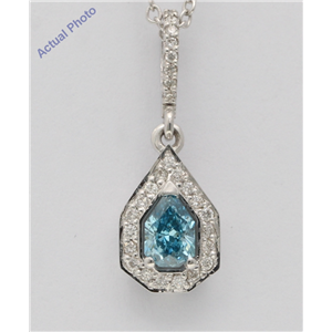 18K Gold Round & Multi-Stone Vintage Halo Pear Cut Enhanced Pendant (Blue & White Diamonds,Si3 Clarity)