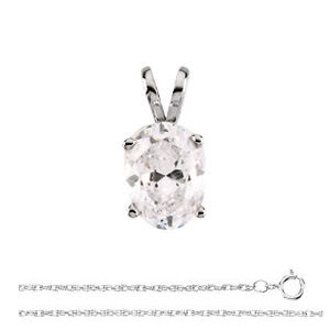 Oval Diamond Solitaire Pendant Necklace 14K White Gold ( 1.03 Ct, G Color, Si3(Clarity Enhanced) Clarity)