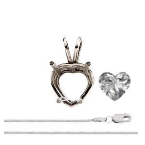 Heart Diamond Solitaire Pendant Necklace 14K White Gold ( 1.72 Ct, H, Vs2  GIA Certified)