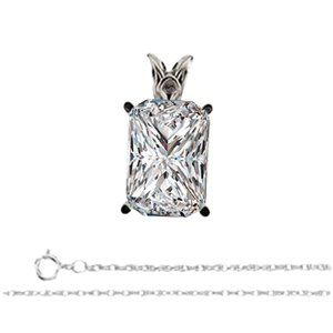 Radiant Diamond Solitaire Pendant Necklace 14K White Gold ( 1.08 Ct, J, Vs1 GIA Certified)