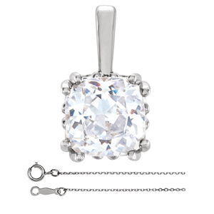 Cushion Diamond Solitaire Pendant Necklace 14K White Gold (0.57 Ct, G Color, Vs2 Clarity) GIA Certified