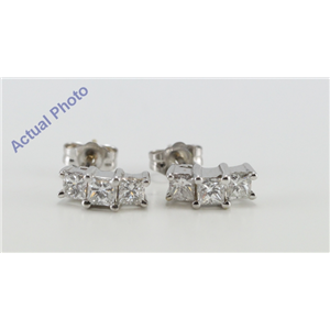 14K White Gold Princess Cut Diamond Drop Earrings (1 Ct, G-H Color, Si1-Vs2 Clarity)